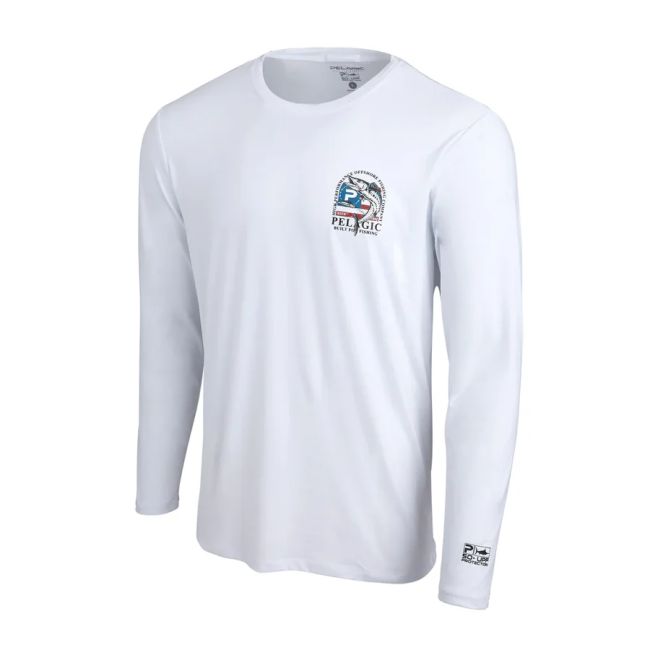 Camiseta Stratos LS Patriot Wahoo Blanco Pelagic